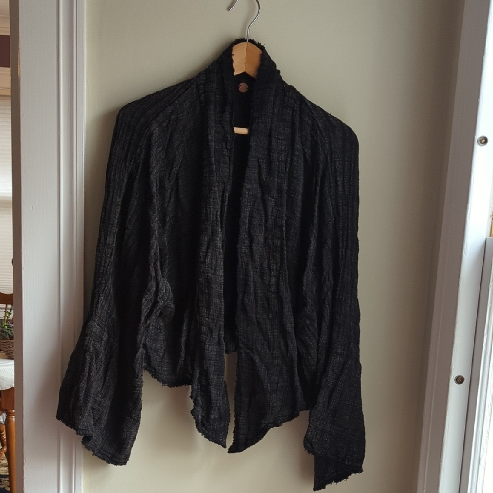 Free People Washed Black Textured Top Size XS/S